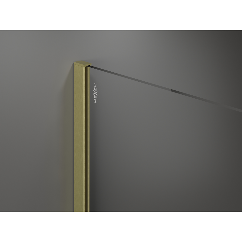 Mexen Kioto Duschwand Walk-in 100 x 200 cm, Bronze 8 mm, Gold gebürstet - 800-100-101-55-32