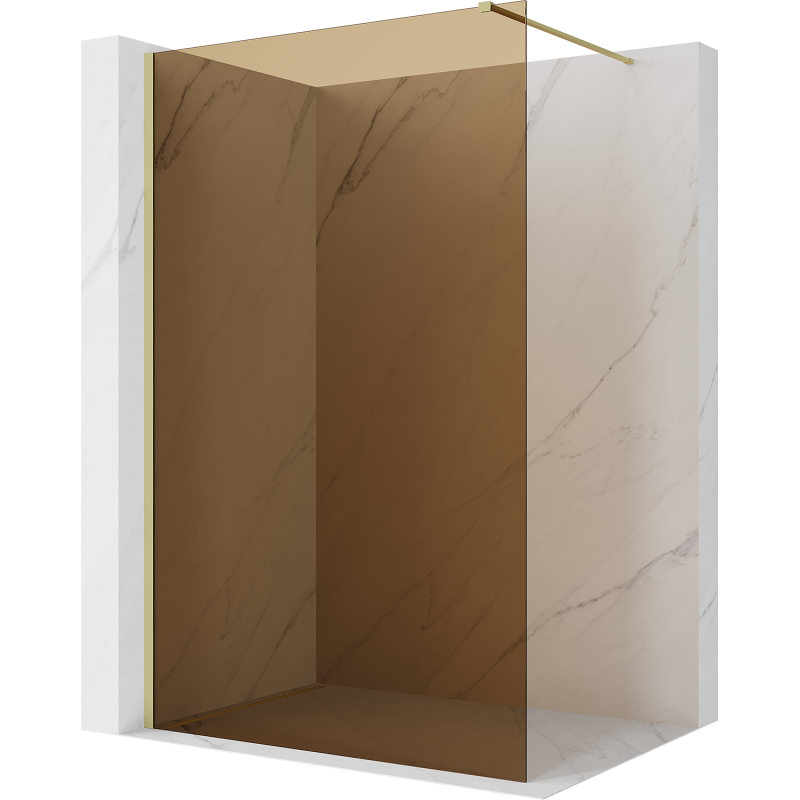 Mexen Kioto Duschwand Walk-in 100 x 200 cm, Bronze 8 mm, Gold gebürstet - 800-100-101-55-32