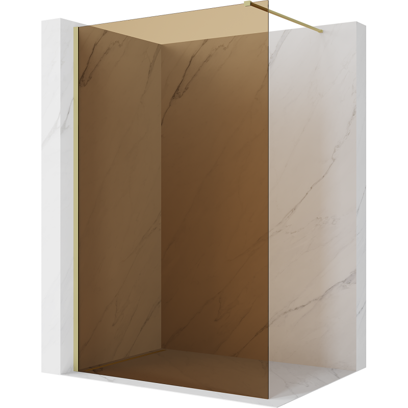 Mexen Kioto Duschwand Walk-in 120 x 200 cm, Bronze 8 mm, Gold gebürstet - 800-120-101-55-32