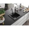 Mexen Vito Granitspüle 1-Becken mit Küchenarmatur Telma, schwarz/silber Metallic - 6503-73-670200-70