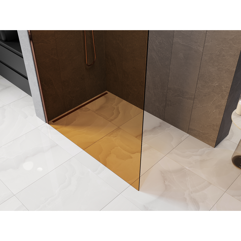 Mexen Kioto Duschwand Walk-in 110 x 200 cm, Bronze 8 mm, Roségold - 800-110-101-60-32