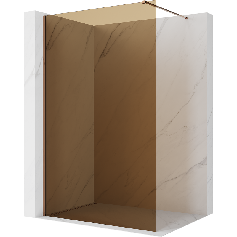 Mexen Kioto Duschwand Walk-in 130 x 200 cm, Bronze 8 mm, Roségold - 800-130-101-60-32