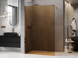 Mexen Kioto Duschwand Walk-in 140 x 200 cm, Bronze 8 mm, Roségold - 800-140-101-60-32