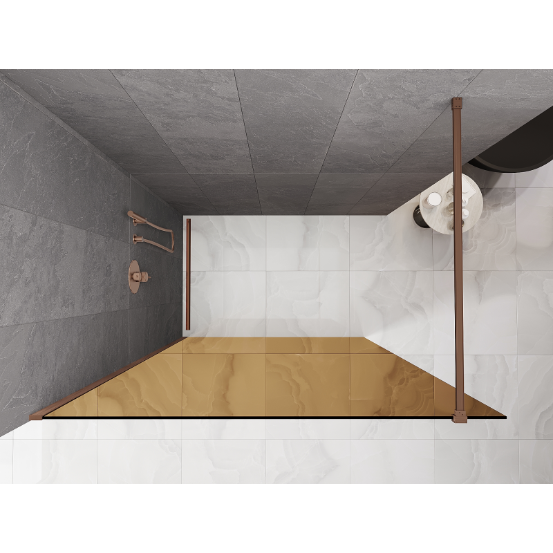Mexen Kioto Duschwand Walk-in 70 x 200 cm, Bronze 8 mm, gebürstetes Kupfer - 800-070-101-65-32