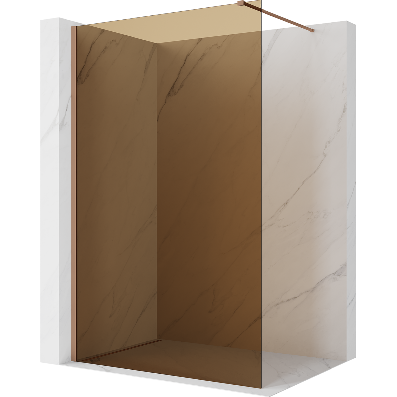 Mexen Kioto Duschwand Walk-in 80 x 200 cm, Bronze 8 mm, gebürstetes Kupfer - 800-080-101-65-32