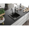 Mexen Vito Granitspüle 1-Becken mit Küchenarmatur Telma, Schwarz/Gold Metallic - 6503-75-670200-70