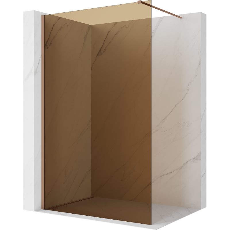 Mexen Kioto Duschwand Walk-in 110 x 200 cm, Bronze 8 mm, gebürstetes Kupfer - 800-110-101-65-32