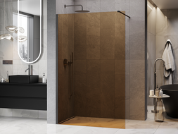Mexen Kioto Duschwand Walk-in 90 x 200 cm, Bronze 8 mm, gebürstet Gun Gray - 800-090-101-66-32