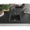 Mexen Vito Granitspüle 1-Becken mit Küchenarmatur Telma, schwarz gesprenkelt - 6503-76-670200-00