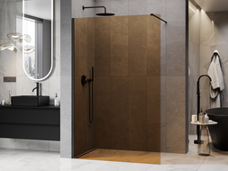 Mexen Kioto Duschwand Walk-in 80 x 200 cm, Bronze 8 mm, Schwarz - 800-080-101-70-32