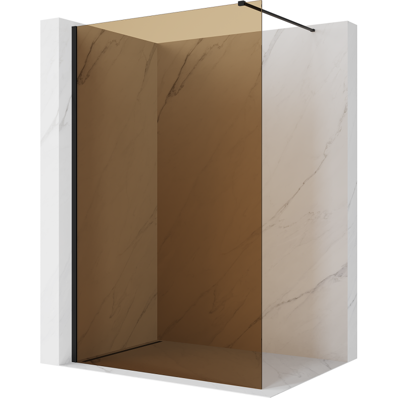 Mexen Kioto Duschwand Walk-in 80 x 200 cm, Bronze 8 mm, Schwarz - 800-080-101-70-32