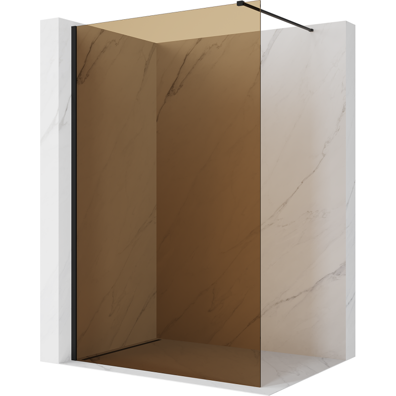 Mexen Kioto Duschwand Walk-in 100 x 200 cm, bronze 8 mm, schwarz - 800-100-101-70-32