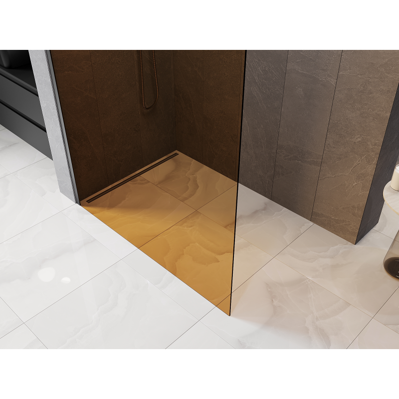 Mexen Kioto Duschwand Walk-in 110 x 200 cm, Braun 8 mm, Gun Metal - 800-110-101-95-32