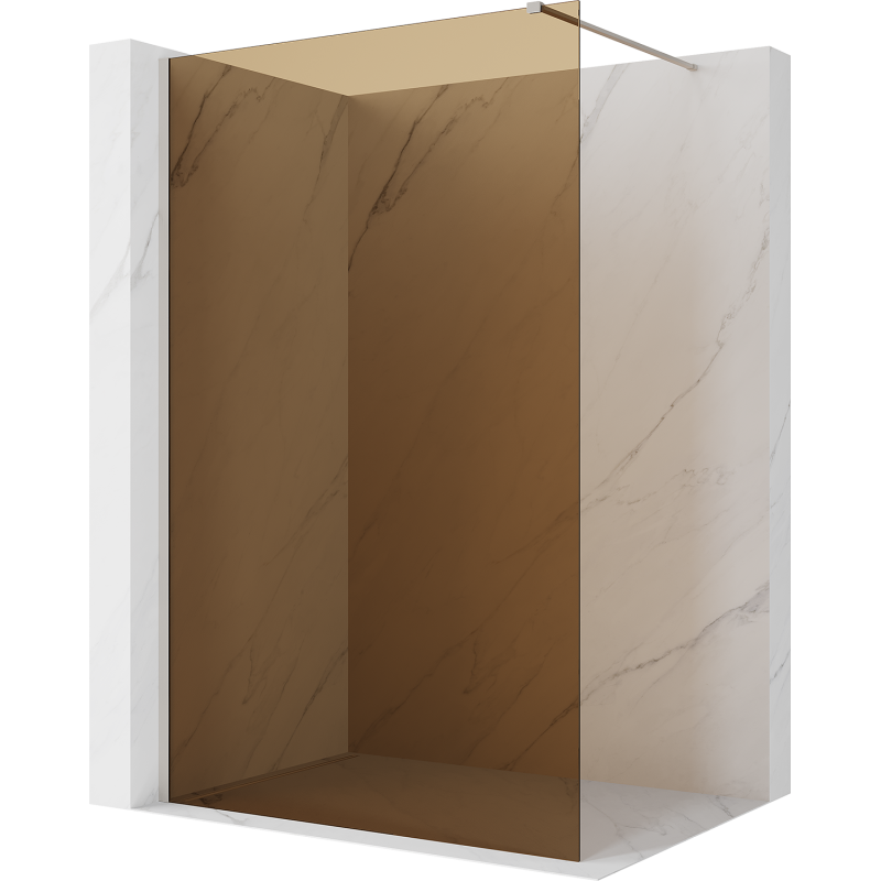 Mexen Kioto Duschwand Walk-in 80 x 200 cm, 8 mm Bronze, gebürsteter Nickel - 800-080-101-97-32