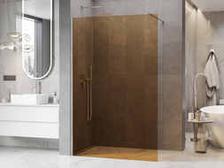 Mexen Kioto Duschwand Walk-in 120 x 200 cm, Bronze 8 mm, gebürsteter Nickel - 800-120-101-97-32