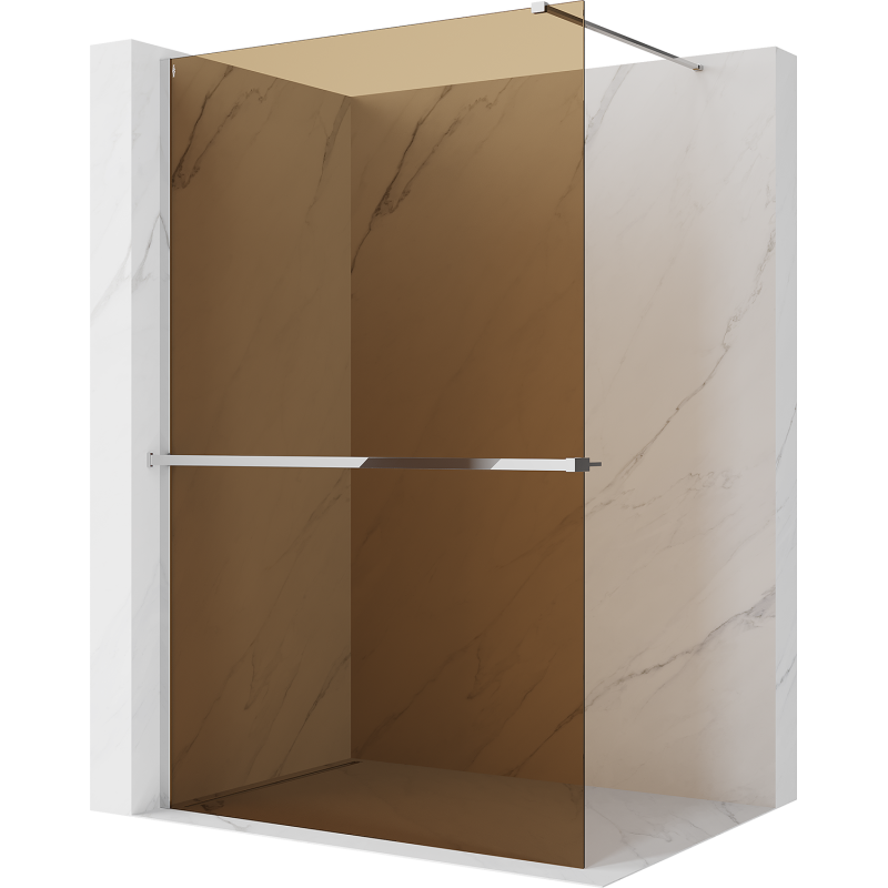 Mexen Kioto+ Duschwand mit Ablage Walk-in 70 x 200 cm, Bronze 8 mm, Chrom - 800-070-121-01-32