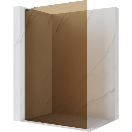 Mexen Kioto L Duschwand Walk-in 90 x 200 cm, Braun, Chrom - 800-090-103-01-32