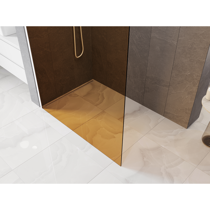 Mexen Kioto L Duschwand Walk-in 90 x 200 cm, braun, weiß - 800-090-103-20-32