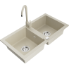 Mexen Mario Granitspüle 2-Kammern mit Küchenarmatur Telma, beige - 6504-69-670200-69