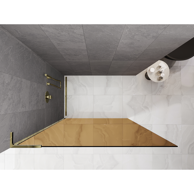 Mexen Kioto L Duschwand Walk-in 100 x 200 cm, braun, gold - 800-100-103-50-32