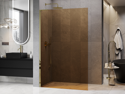 Mexen Kioto L Duschwand Walk-in 120 x 200 cm, braun, gold - 800-120-103-50-32