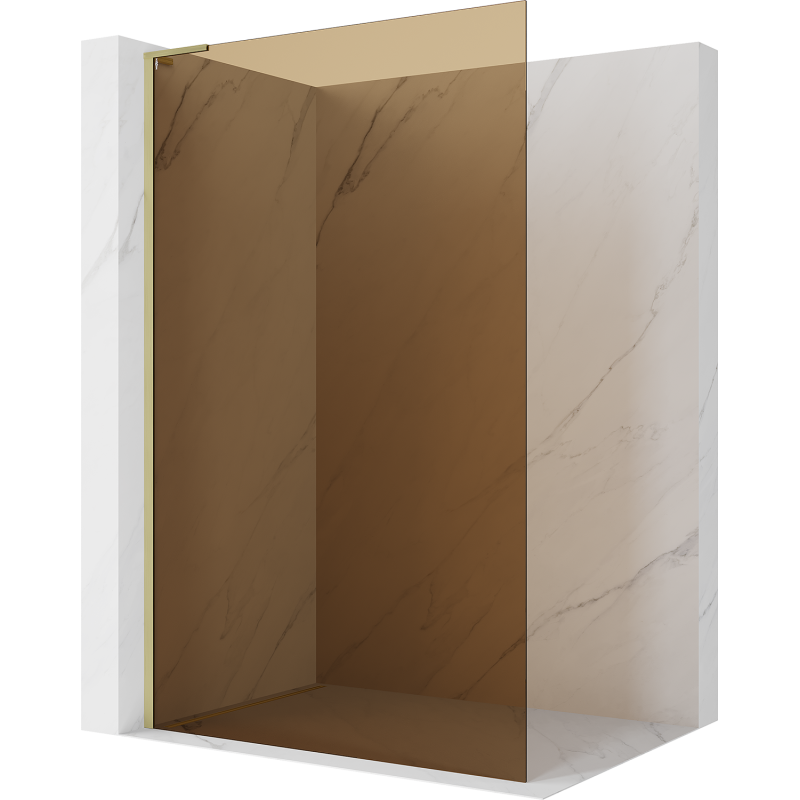 Mexen Kioto L Duschwand Walk-in 90 x 200 cm, Bronze, gebürstetes Gold - 800-090-103-55-32