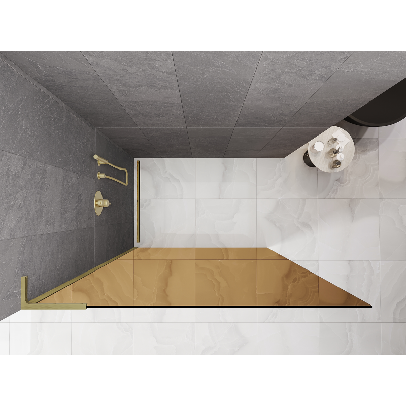 Mexen Kioto L Duschwand Walk-in 110 x 200 cm, Bronze, gebürstetes Gold - 800-110-103-55-32
