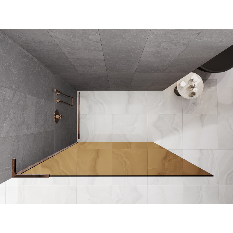 Mexen Kioto L Duschrückwand Walk-in 100 x 200 cm, Bronze, Roségold - 800-100-103-60-32