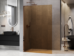 Mexen Kioto L Duschwand Walk-in 120 x 200 cm, Braun, Roségold - 800-120-103-60-32