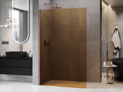 Mexen Kioto L Duschwand Walk-in 100 x 200 cm, Bronze, gebürstetes Kupfer - 800-100-103-65-32
