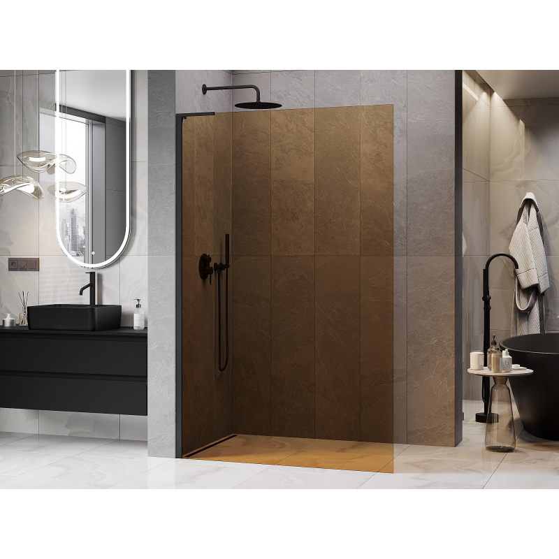 Mexen Kioto L Duschwand Walk-in 70 x 200 cm, Braun, Schwarz - 800-070-103-70-32