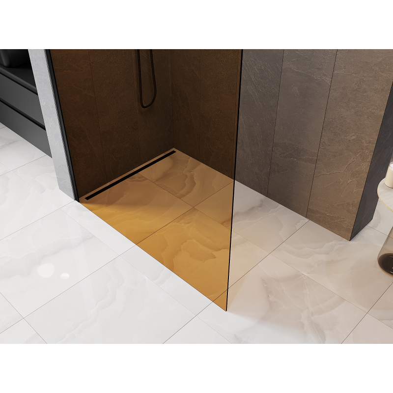 Mexen Kioto L Duschwand Walk-in 80 x 200 cm, bronze, schwarz - 800-080-103-70-32