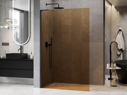 Mexen Kioto L Duschwand Walk-in 90 x 200 cm, Bronze, Schwarz - 800-090-103-70-32