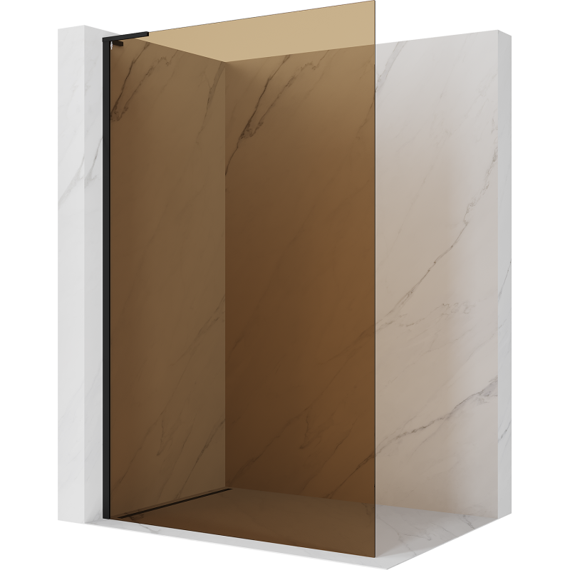 Mexen Kioto L Duschwand Walk-in 90 x 200 cm, Bronze, Schwarz - 800-090-103-70-32