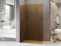 Mexen Kioto L Duschwand Walk-in 70 x 200 cm, Braun, gebürstetes Nickel - 800-070-103-97-32