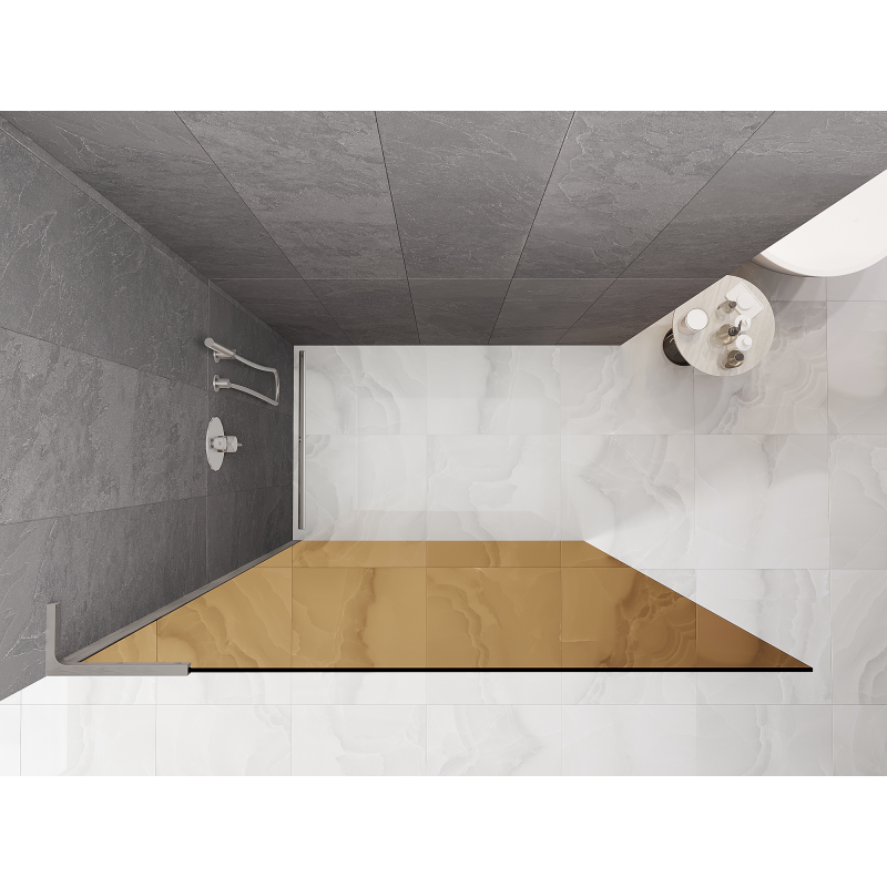 Mexen Kioto L Duschwand Walk-in 90 x 200 cm, Braun, gebürstetes Nickel - 800-090-103-97-32