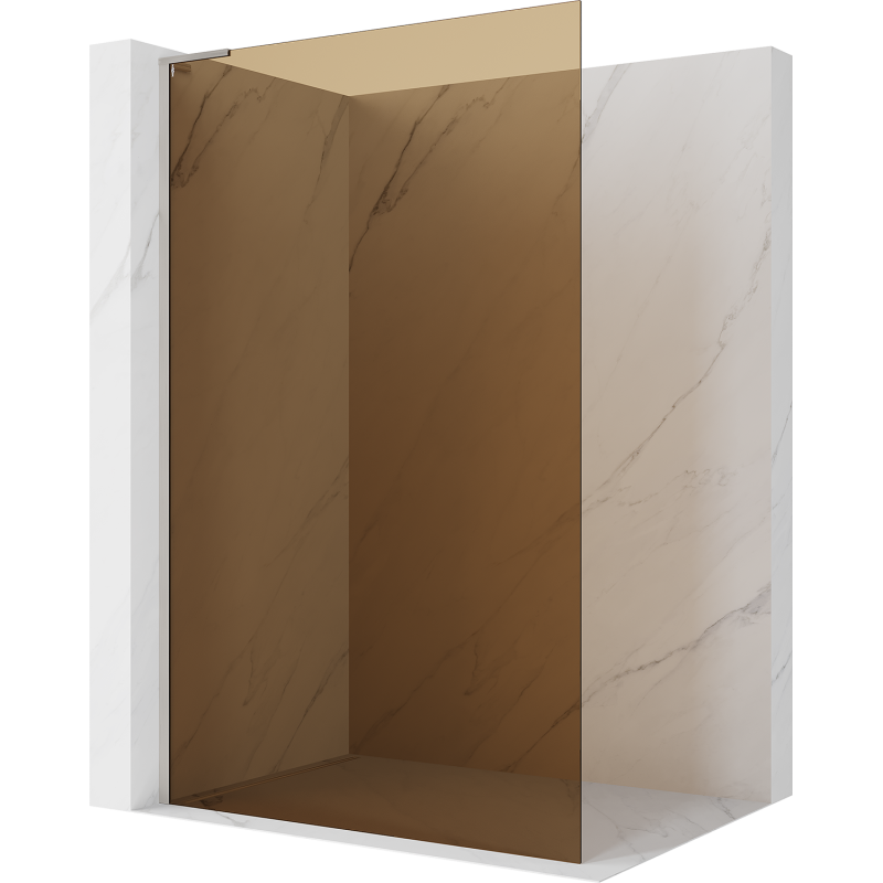 Mexen Kioto L Duschwand Walk-in 90 x 200 cm, Braun, gebürstetes Nickel - 800-090-103-97-32