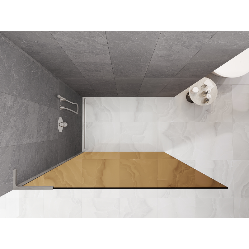 Mexen Kioto L Duschwand Walk-in 120 x 200 cm, Bronze, gebürsteter Nickel - 800-120-103-97-32
