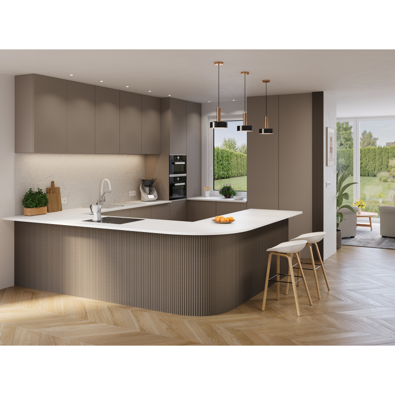Mexen Ovalo 01 geriffelte flexible Wandpaneele 280 x 36 cm, technisches Furnier, Eiche Grau - S130-280-01-043