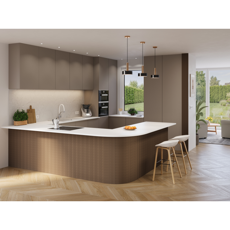 Mexen Ovalo 01 gerillte flexible Wandlamellen 280 x 36 cm, technisches Furnier, Dunkle Walnuss - S130-280-01-044