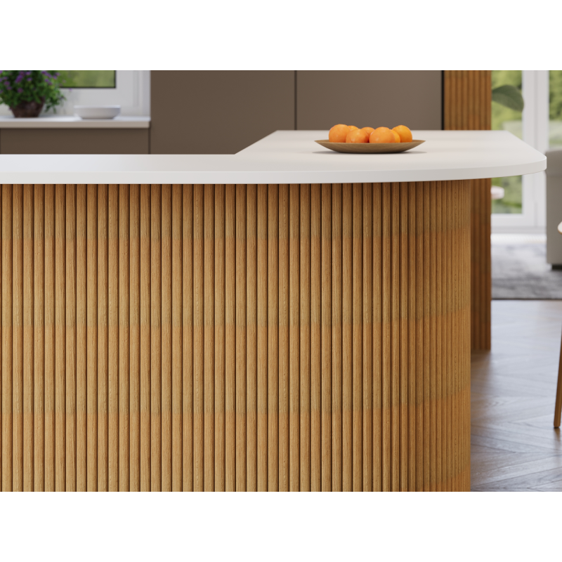 Mexen Ovalo 03 elastische, gerillte Wandlamellen 280 x 36 cm, technisches Furnier, Eiche Classic - S130-280-03-041