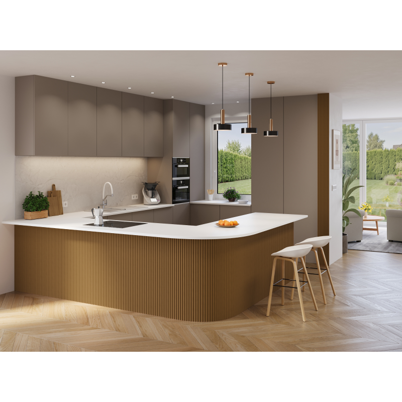 Mexen Ovalo 03 elastische, gerillte Wandpaneele 280 x 36 cm, technisches Furnier, Natürliche Eiche - S130-280-03-042