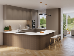 Mexen Ovalo 03 elastische geriffelte Wandpaneele 280 x 36 cm, technisches Furnier, Dunkle Walnuss - S130-280-03-044