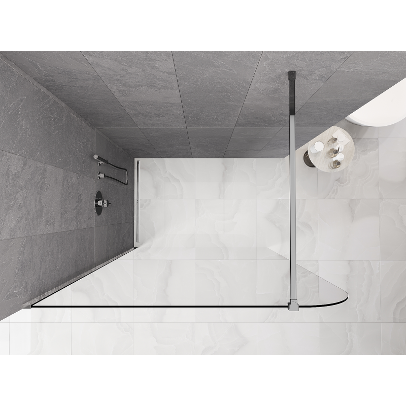 Mexen Kioto-P Duschwand Walk-in 80 x 200 cm, transparent 8 mm, Chrom - 800-080-101-01-00-P