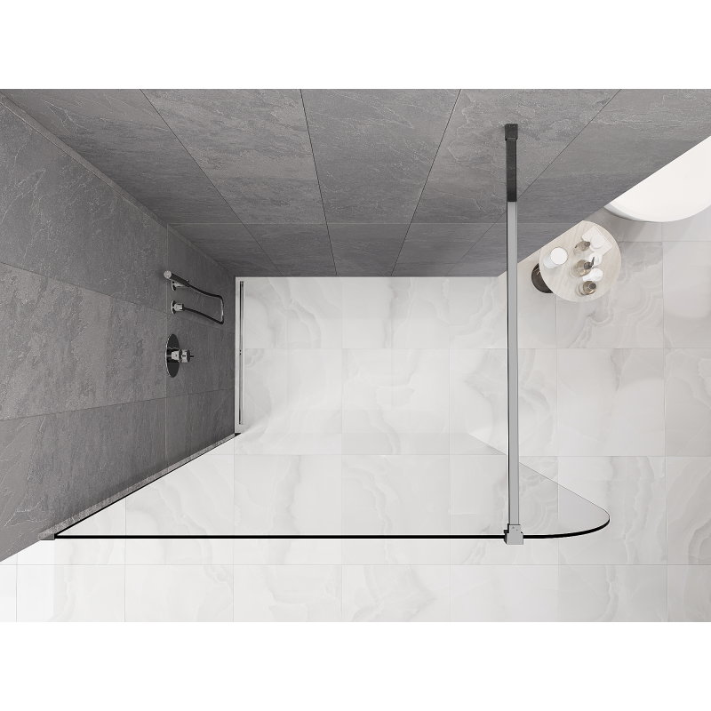 Mexen Kioto-P Duschwand Walk-in 140 x 200 cm, transparent 8 mm, Chrom - 800-140-101-01-00-P