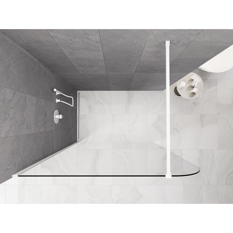 Mexen Kioto-P Duschrückwand Walk-in 80 x 200 cm, transparent 8 mm, weiß - 800-080-101-20-00-P