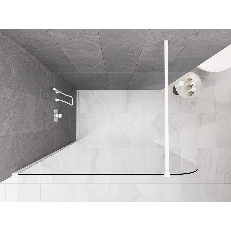 Mexen Kioto-P Duschwand Walk-in 140 x 200 cm, transparent 8 mm, weiß - 800-140-101-20-00-P