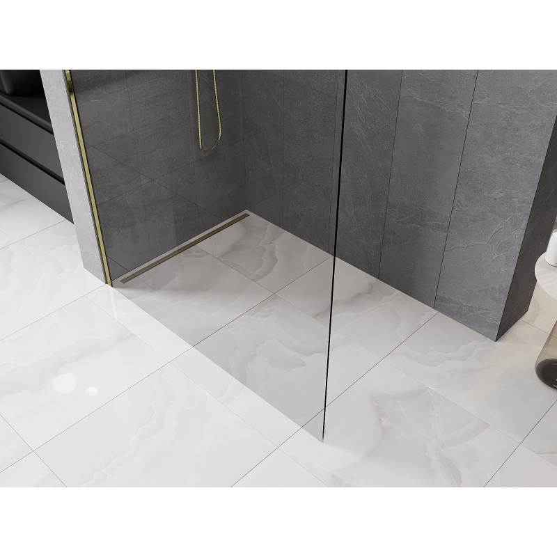 Mexen Kioto-P Duschwand Walk-in 120 x 200 cm, transparent 8 mm, gold - 800-120-101-50-00-P