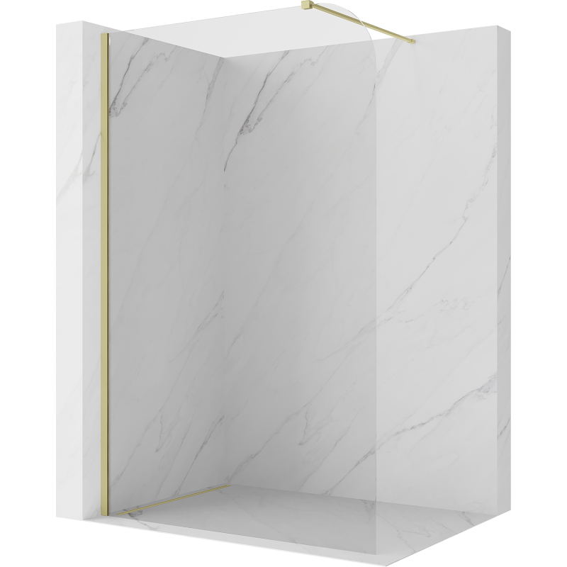 Mexen Kioto-P Duschwand Walk-in 80 x 200 cm, transparent 8 mm, gebürstetes Gold - 800-080-101-55-00-P