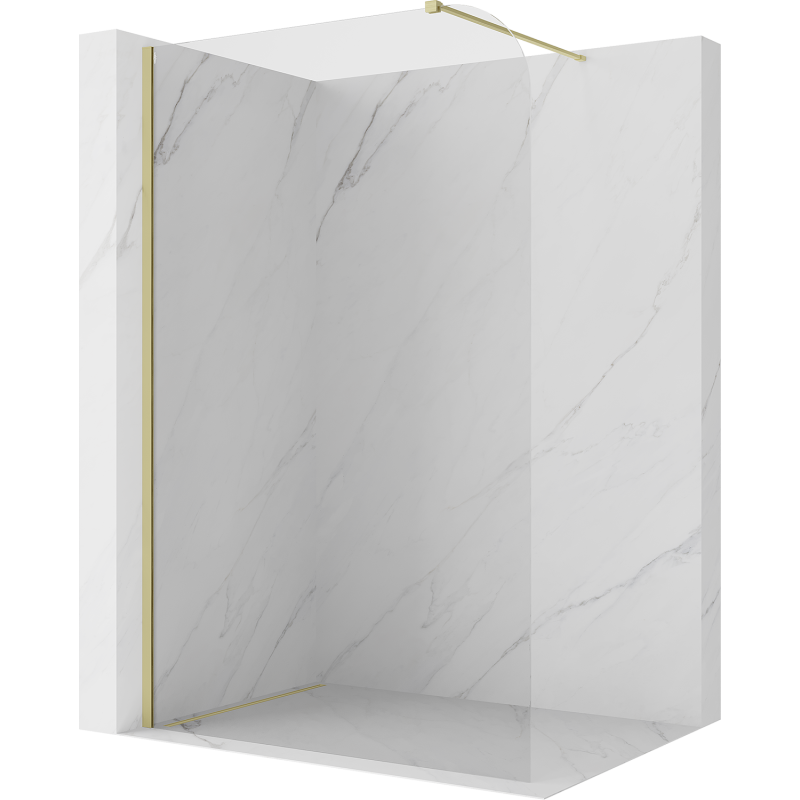 Mexen Kioto-P Duschwand Walk-in 120 x 200 cm, transparent 8 mm, gebürstetes Gold - 800-120-101-55-00-P